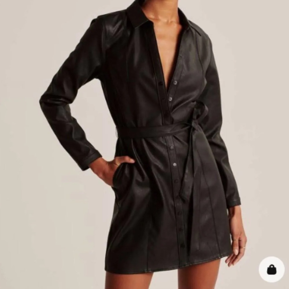 Abercrombie Vegan Leather Long Sleeve Dress